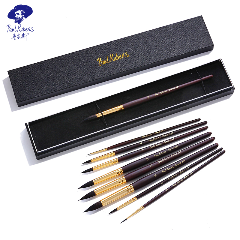 Paul Rubens Watercolor Paint Brushes Set Professional Round Squirrel and Weasel Hair Brushes for Watercolor Gouache Wash/Mop & More 4 Pieces